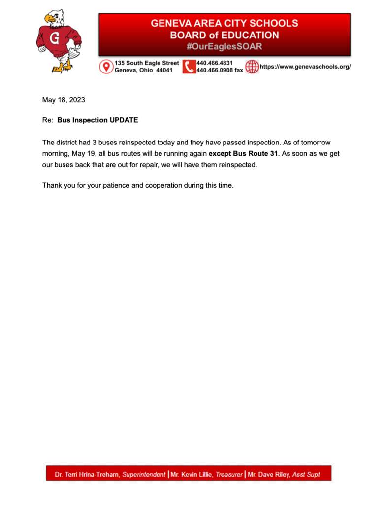5/18 Bus Update